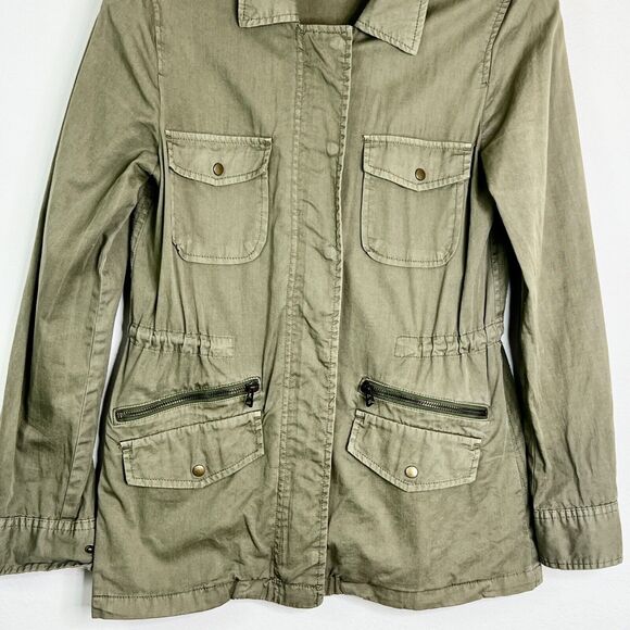 Lily Aldridge for Velvet Womens Green Denim Utility Jacket Size P Petite Small - Picture 7 of 10